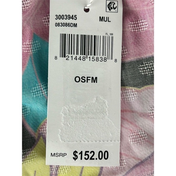 NEW Trina Turk Floral Kimono Swim Cover Up Pom Pom Trim OSFM Multicolor - Picture 6 of 9